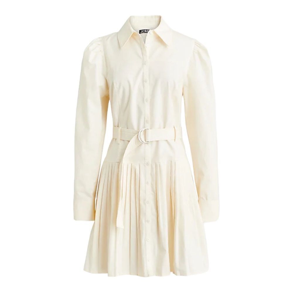 J. Crew Cream Belted Shirt Dress
